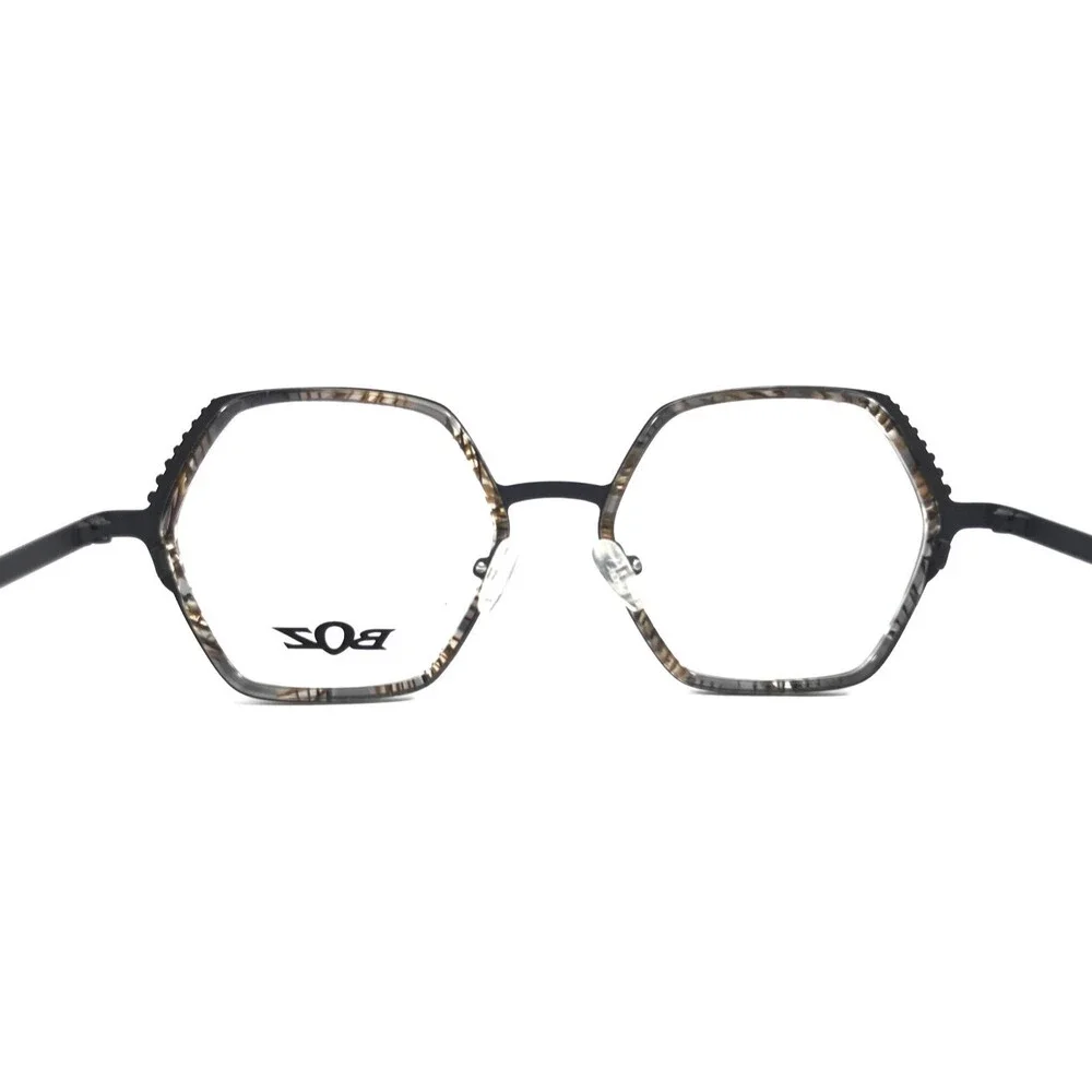 BOZ by J.F. Rey Eyeglasses Frames MADYSSON 0505 Brown Gold Hexagon 51-17-140